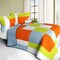 3-Piece Full/Queen Quilt Set with Geometric Patchwork and Soft Vermicelli Quilting